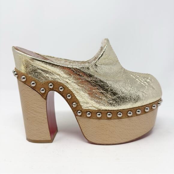 Christian Louboutin Joan Genuine Shearling Lined Platform Clogs EU 37 - Picture 6 of 12
